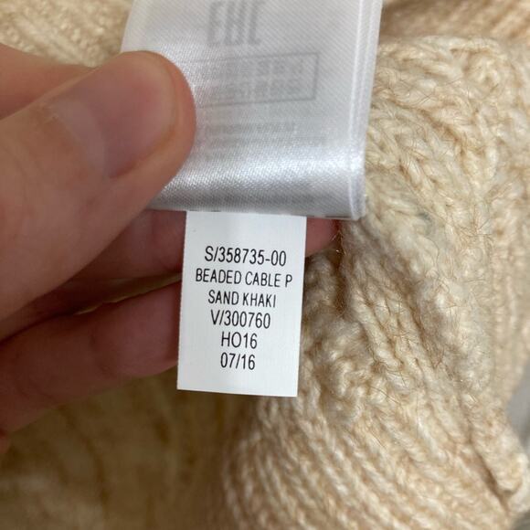 GAP Wool Alpaca Blend Cable Knit Beaded Sweater in Sand Khaki - Size M - Picture 6 of 6
